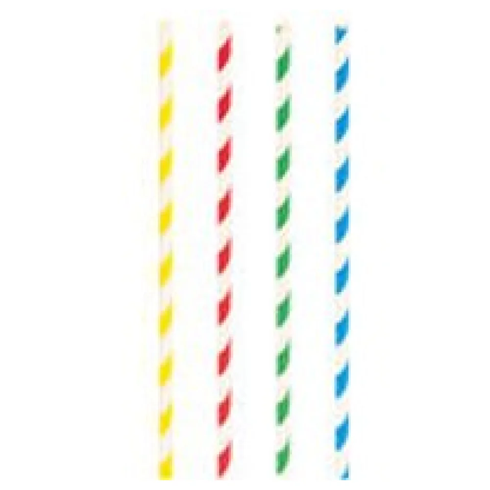 Trinkhalme aus Papier bunt gestreift O6mm 21cm, 100 Stk. – Bild 3