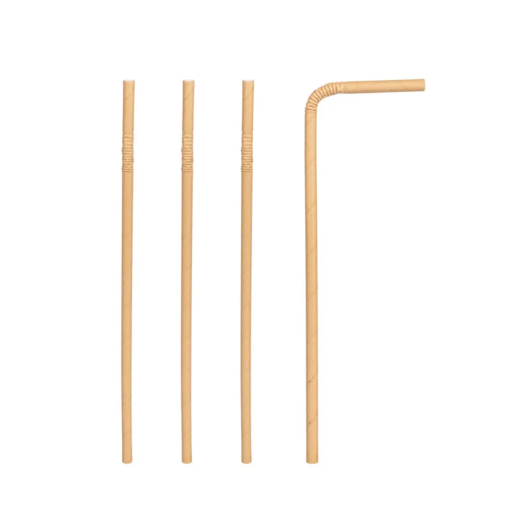 Trinkhalme aus Papier flexibel braun natur O6mm 24cm, 100 Stk. – Bild 2