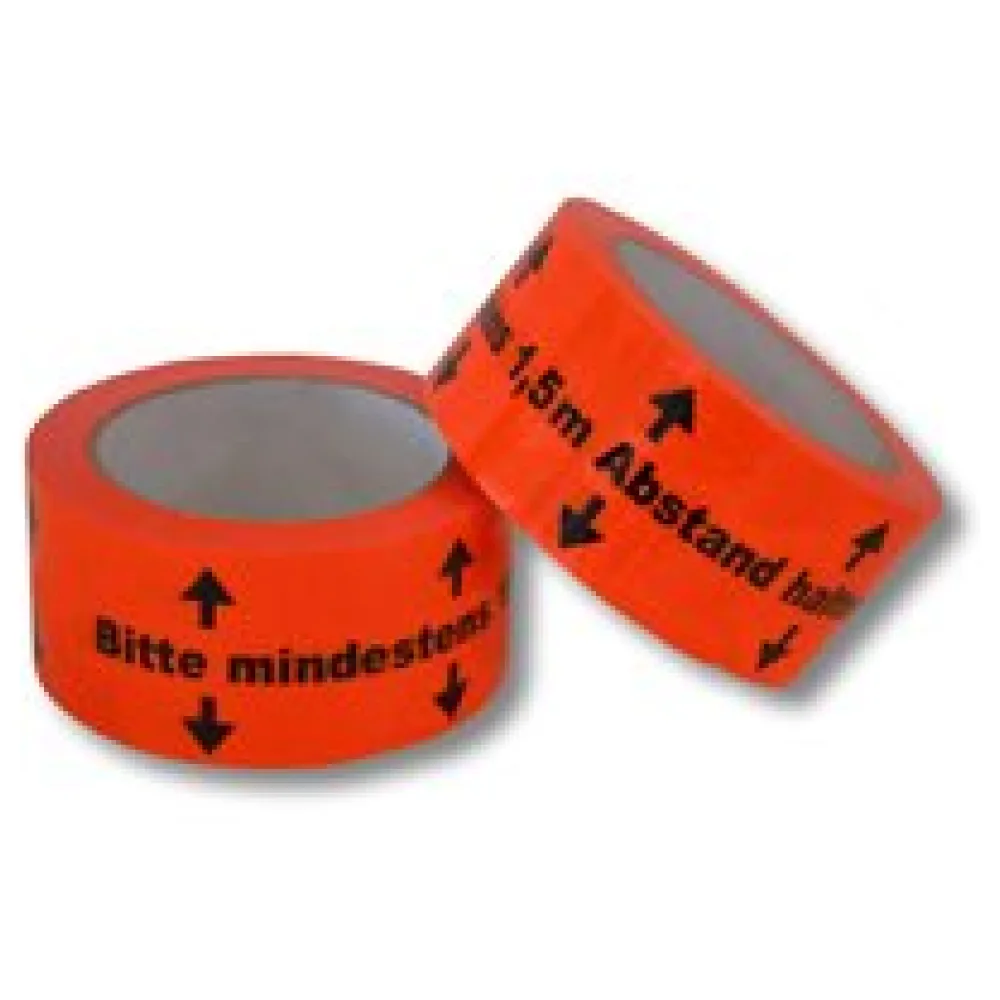Warnklebeband "Bitte mind. 1,5m Abstand halten" PVC NKK geräuscharm 50mm x 66m – Bild 3