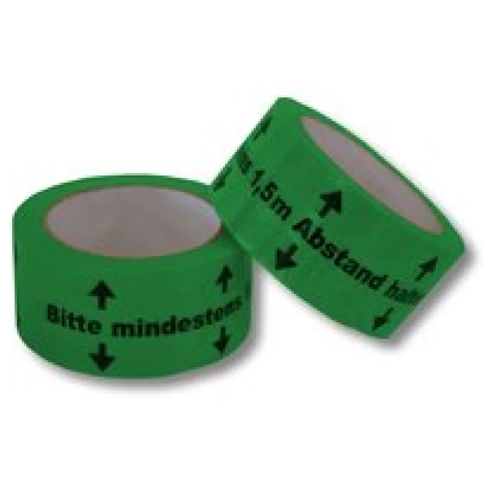 Warnklebeband "Bitte mind. 1,5m Abstand halten" PVC NKK geräuscharm 50mm x 66m – Bild 3