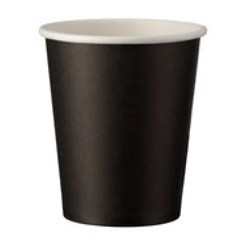 Heiß- und Kaltgetränkebecher schwarz Pappe beschichtet 200 ml 270ml, 50 Stk.