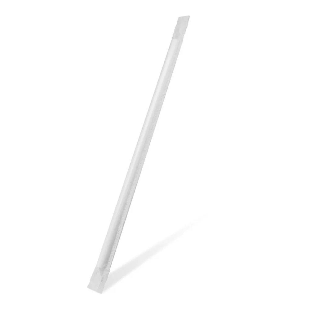 Strohhalme Trinkhalme aus Papier weiß einzeln gehüllt 25cm O 8 mm 100 Stk. – Bild 2