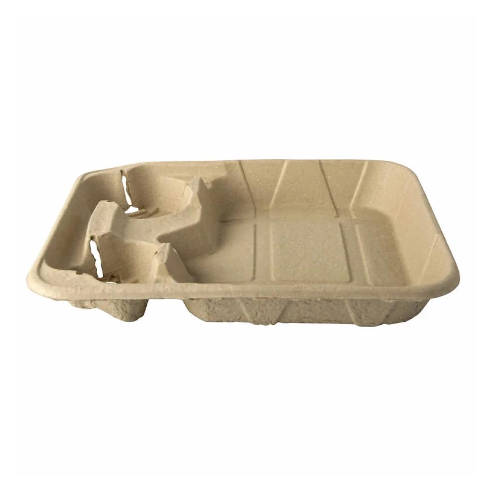 Tragetabletts Pappe "To Go" 4,7 x 26,6 x 33 cm für 2 Becher + Mahlzeit, 100 Stk. – Bild 2