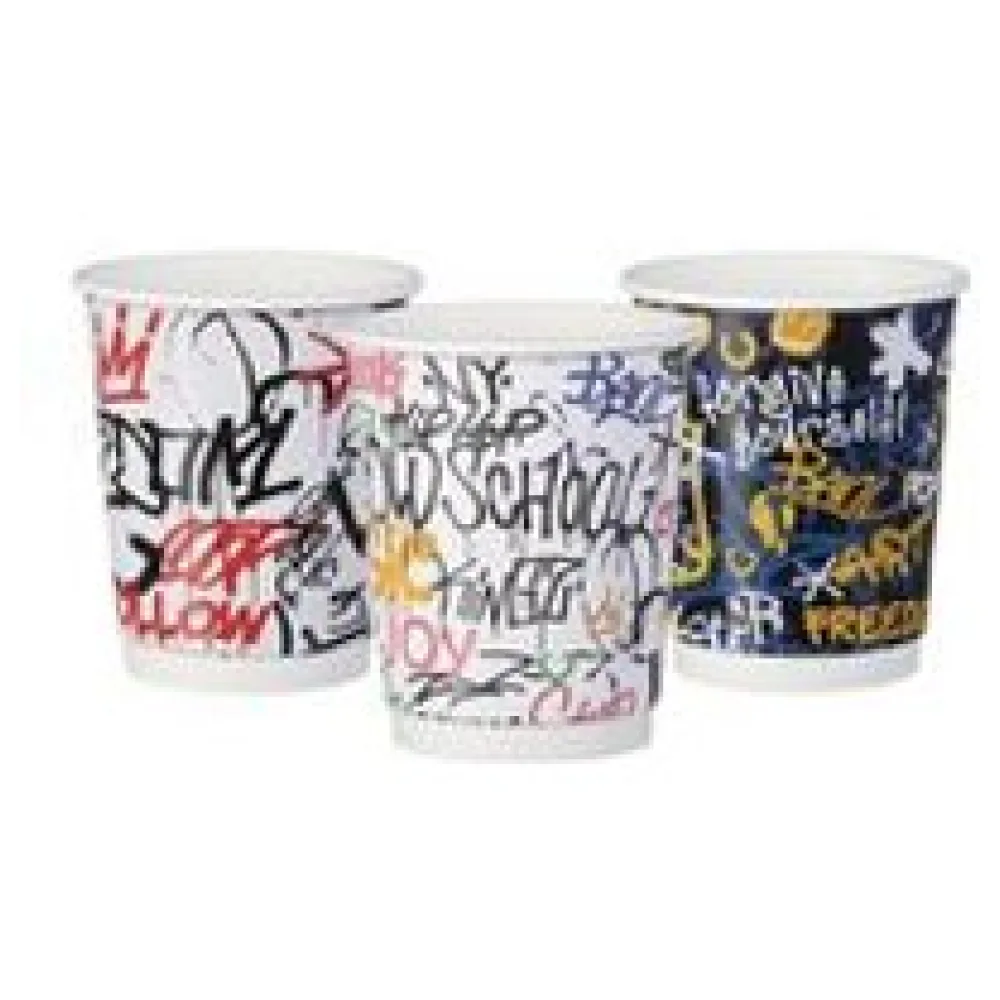Pappbecher Heißgetränkebecher doppelwandig GRAFFITI MIX 200 ml (max 270ml), 25 Stk. – Bild 3