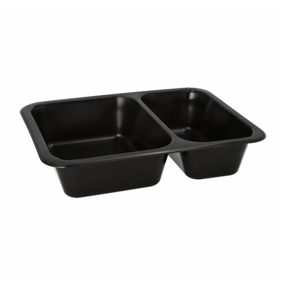 Mehrweg Menüschalen 2-geteilt 22,7 x 17,8cm Mikrowellengeeignet schwarz, 20 Stk. – Bild 2
