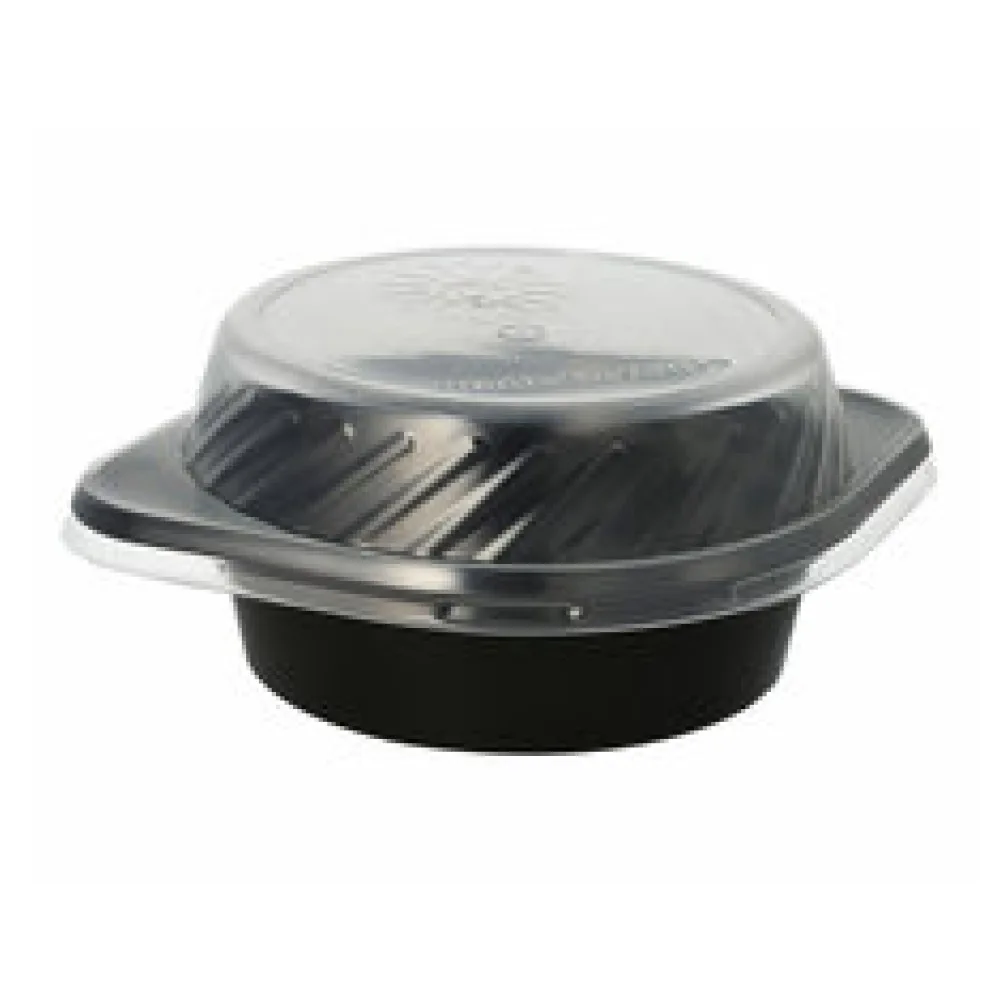 Mehrweg Suppenschalen Suppenterrinen 500ml inkl. Deckel O15,6cm schwarz, 12 Stk.