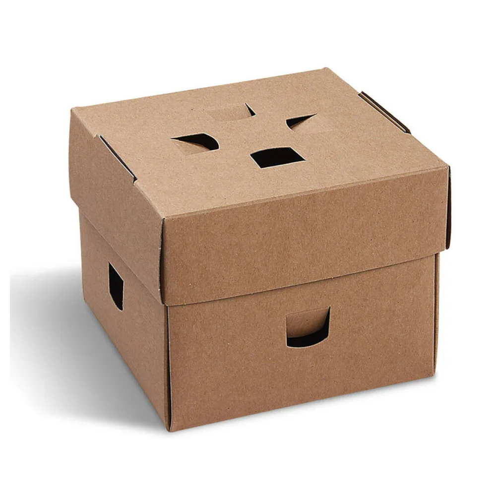 BIONATURE Burgerboxen kraft braun Fettbarriere Recycling 12x12x10cm, 100 Stk. – Bild 2