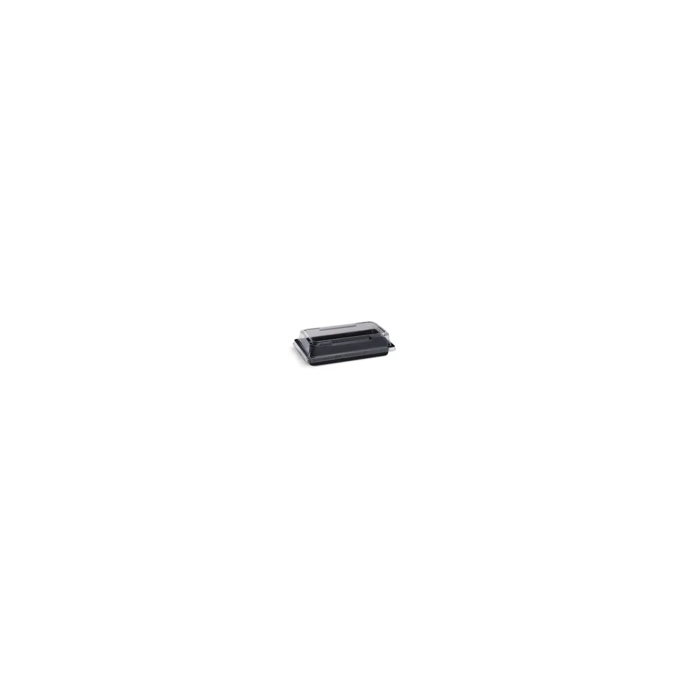 Sushi Schalen schwarz Set mit Deckel transparent PET 178 x 95 x 43 mm, 600 Stk.