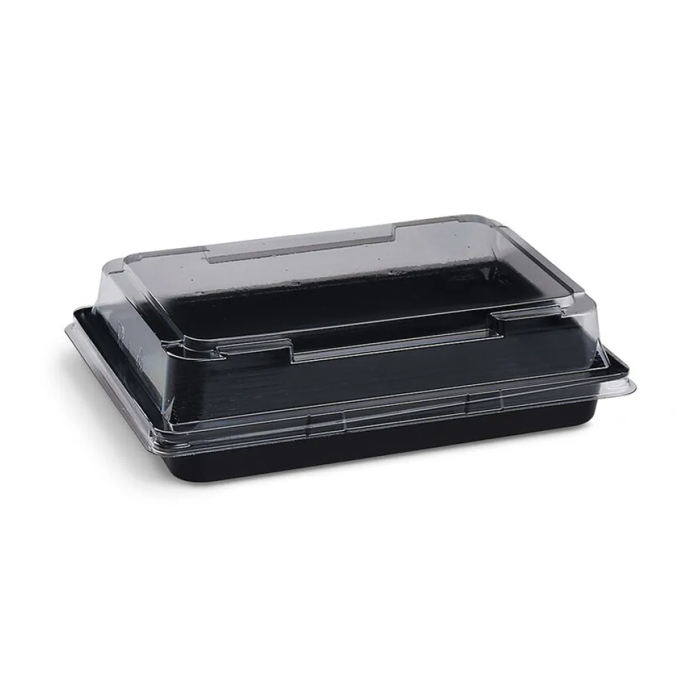Sushi Schalen schwarz Set mit Deckel transparent PET 171 x 123 x 43 mm, 500 Stk. – Bild 2