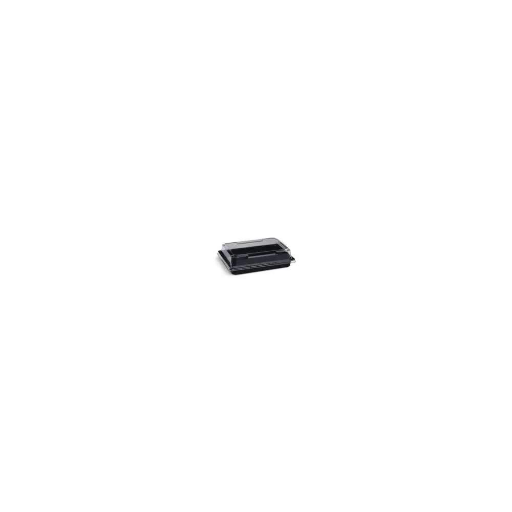 Sushi Schalen schwarz Set mit Deckel transparent PET 171 x 123 x 43 mm, 500 Stk.