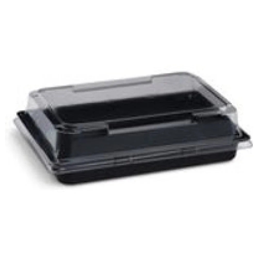 Sushi Schalen schwarz Set mit Deckel transparent PET 171 x 123 x 43 mm, 500 Stk. – Bild 3