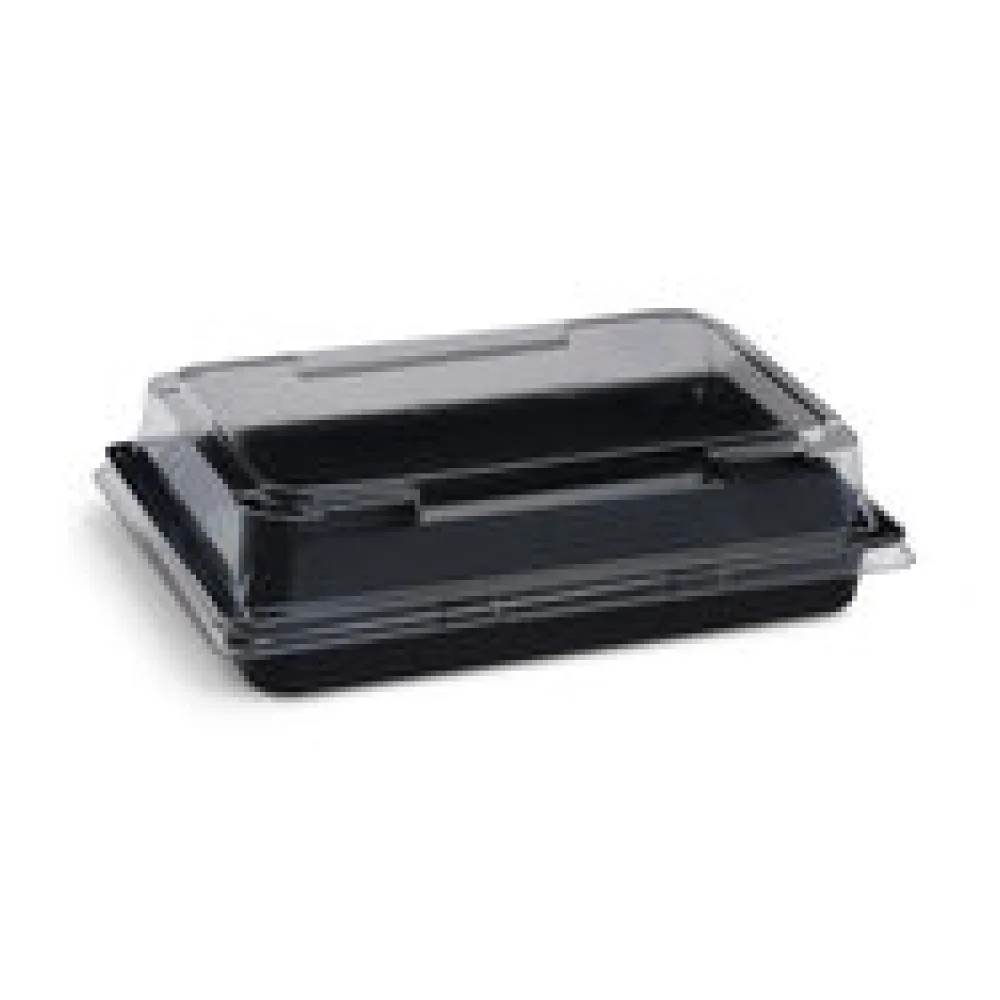 Sushi Schalen schwarz Set mit Deckel transparent PET 171 x 123 x 43 mm, 500 Stk.
