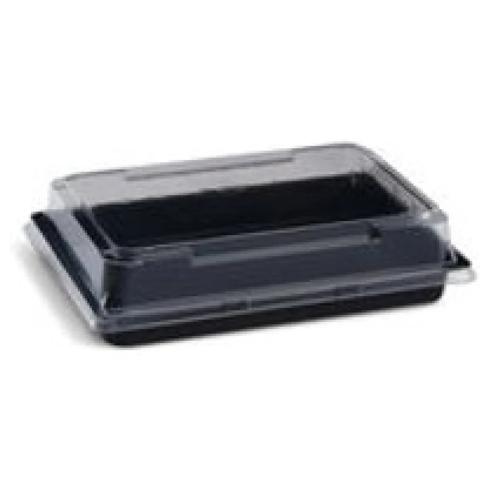 Sushi Schalen schwarz Set mit Deckel transparent PET 194 x 134 x 43 mm, 400 Stk. – Bild 3