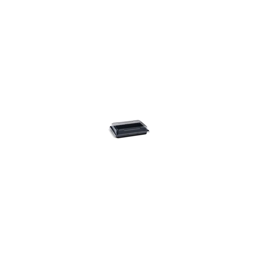 Sushi Schalen schwarz Set mit Deckel transparent PET 194 x 134 x 43 mm, 400 Stk.