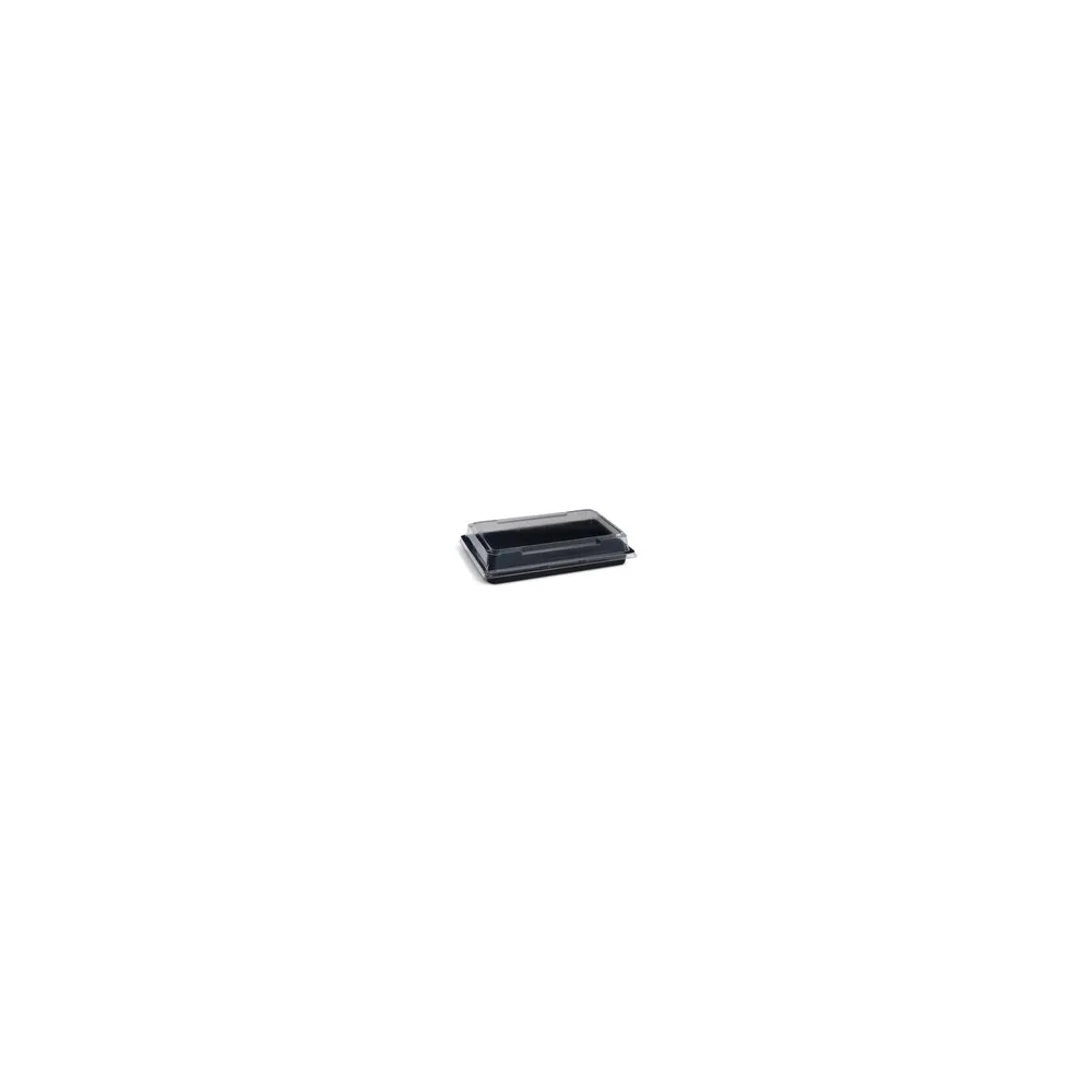 Sushi Schalen schwarz Set mit Deckel transparent PET 218 x 143 x 43 mm, 200 Stk.