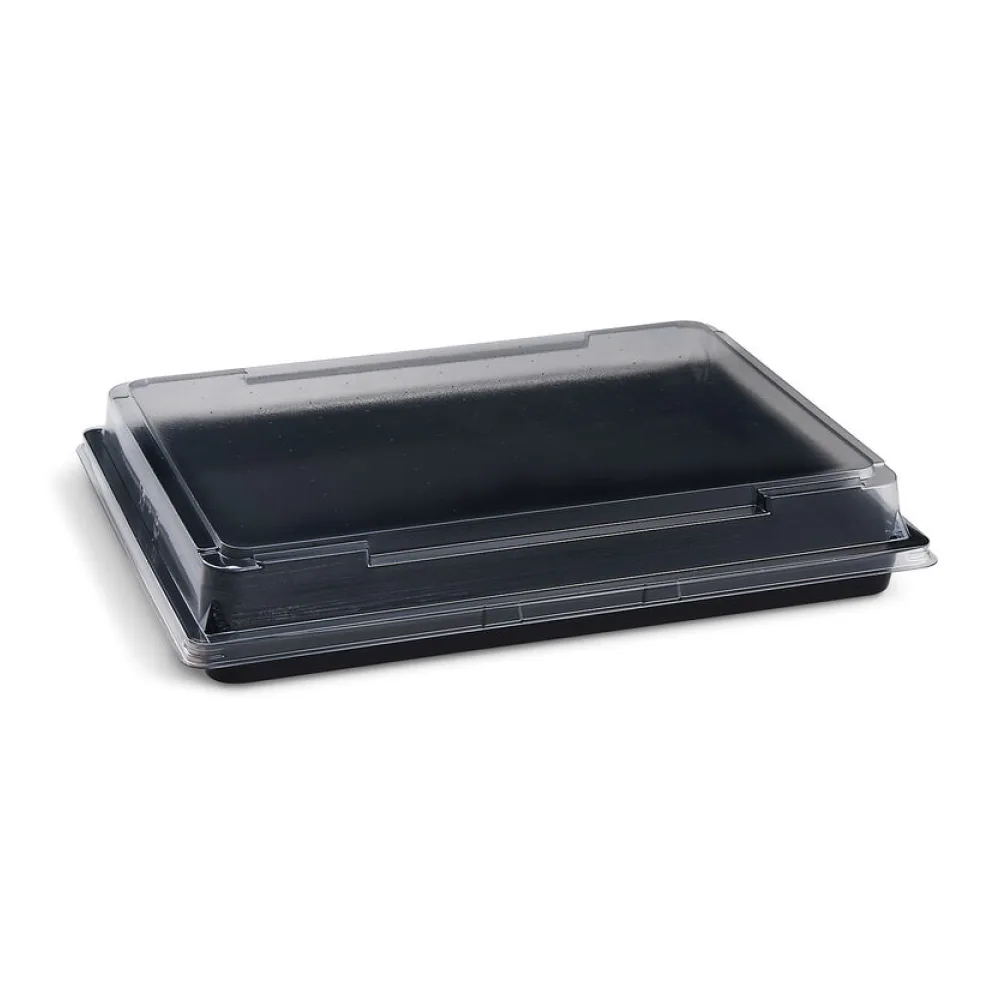 Sushi Schalen schwarz Set mit Deckel transparent PET 262 x 195 x 43 mm, 200 Stk. – Bild 2
