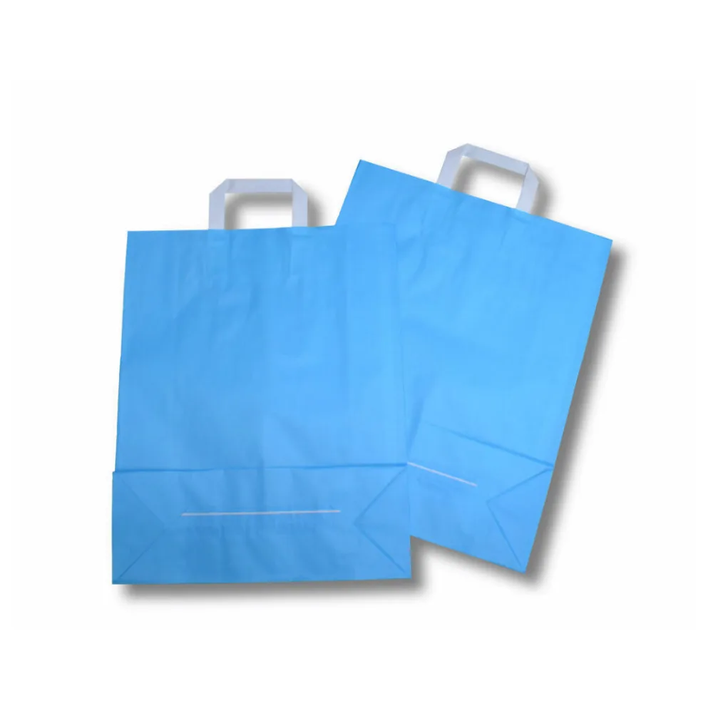 Papiertragetaschen aus Kraftpapier 320+120x400mm hellblau, 250 Stk. – Bild 2