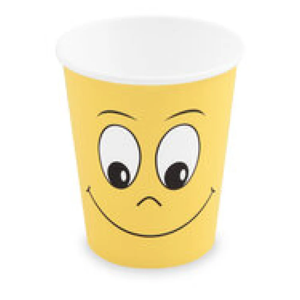 Heiß- und Kaltgetränkebecher Pappbecher 'Smiling face' 200ml 280ml, 10 Stk.