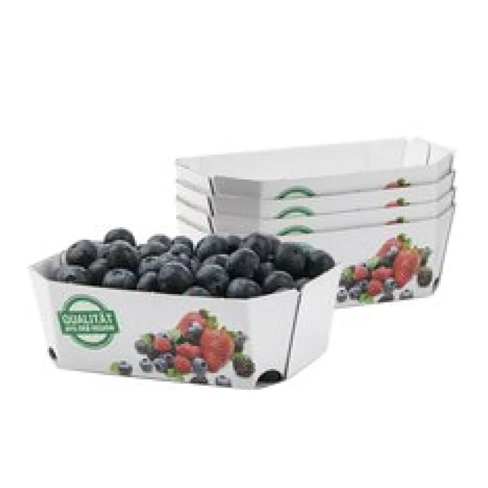 Beerenschalen aus Pappe 129x75x47mm mit Neutraldruck für 250 gr., 650 Stk.