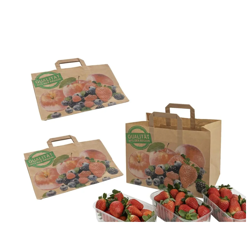 Obsttragetaschen Tragetaschen aus Kraftpapier 90gr. 320+215x240mm, 250 Stk. – Bild 2