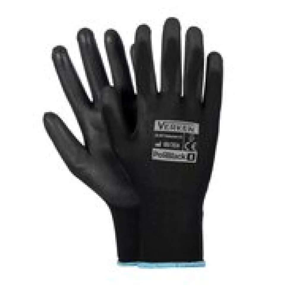 Montagehandschuhe, Arbeitshandschuhe Polyester Polyurethan M-8 schwarz, 12 Paar