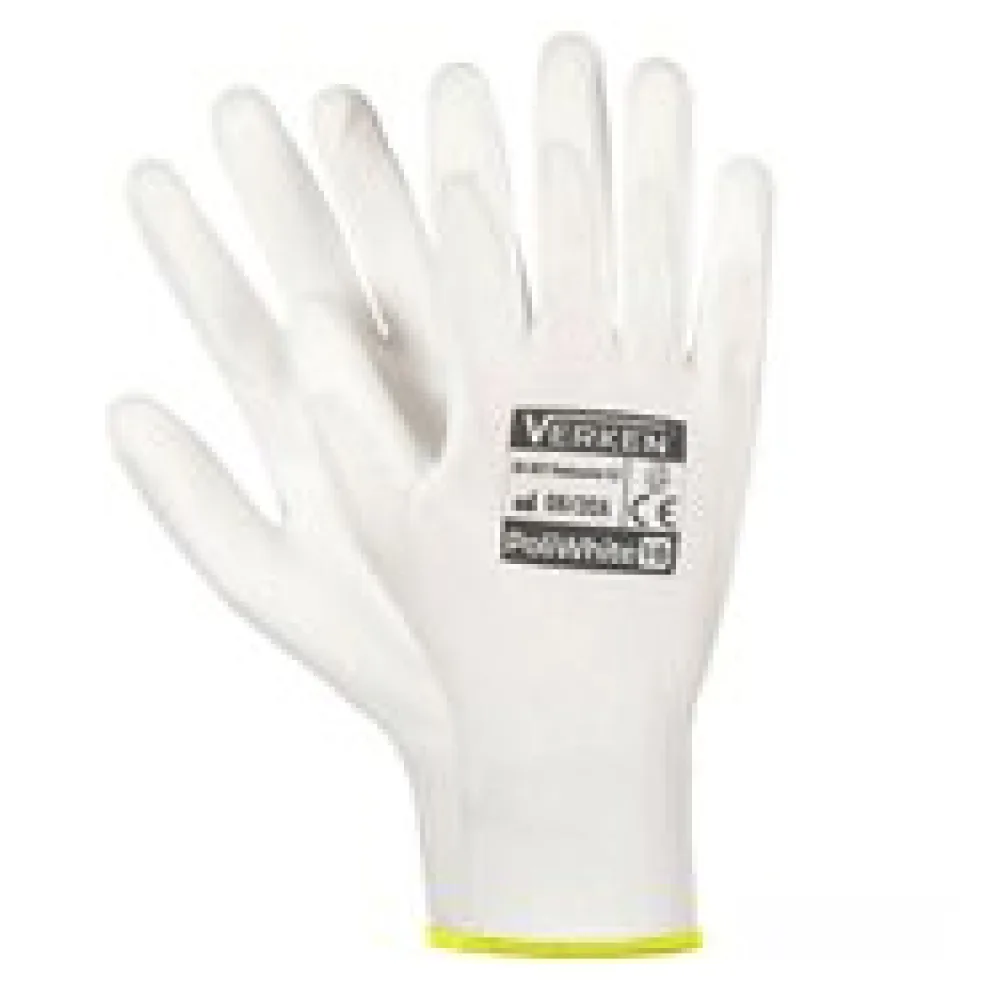Montagehandschuhe, Arbeitshandschuhe Polyester Polyurethan XL-10 weiss, 12 Paar