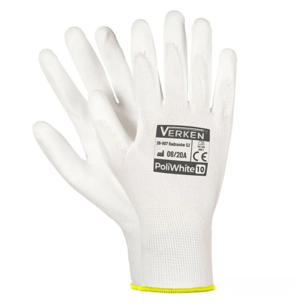 Montagehandschuhe, Arbeitshandschuhe Polyester Polyurethan XL-10 weiss, 12 Paar – Bild 2