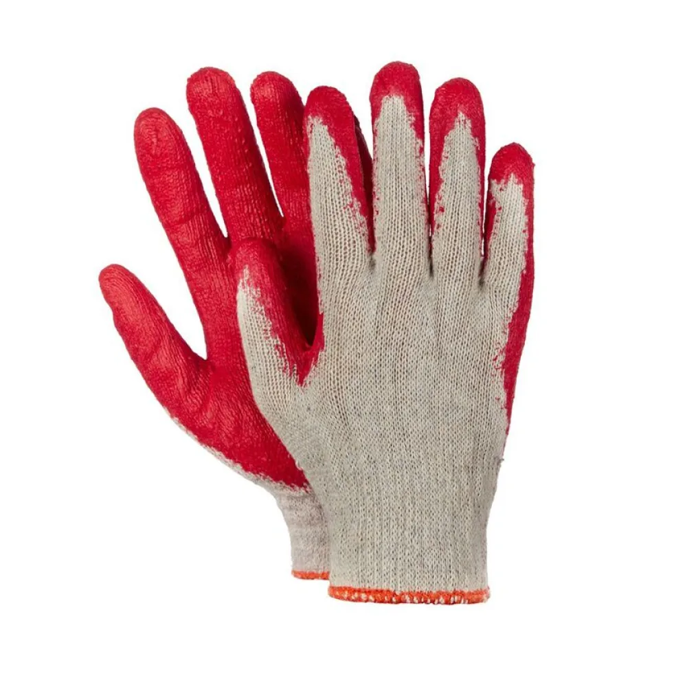 Arbeitshandschuhe, Montagehandschuhe Baumwolle Latex Größe L-9 rot, 10 Paar – Bild 2