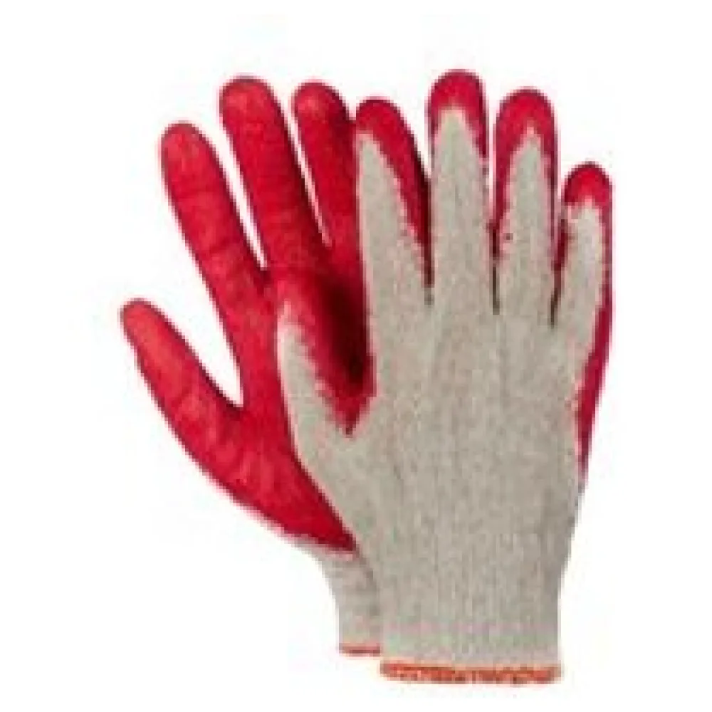 Arbeitshandschuhe, Montagehandschuhe Baumwolle Latex Größe L-9 rot, 10 Paar – Bild 3