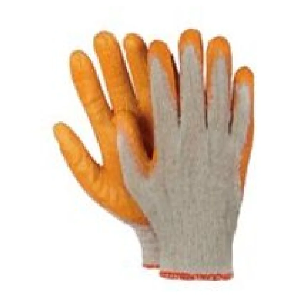 Arbeitshandschuhe, Montagehandschuhe Baumwolle Latex Größe L-9 orange, 10 Paar – Bild 3