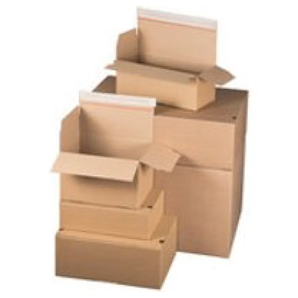 Schnellaufrichtekarton 194x194x87mm Selbstklebeverschluss Aufreißfaden Automatikboden braun – Bild 3