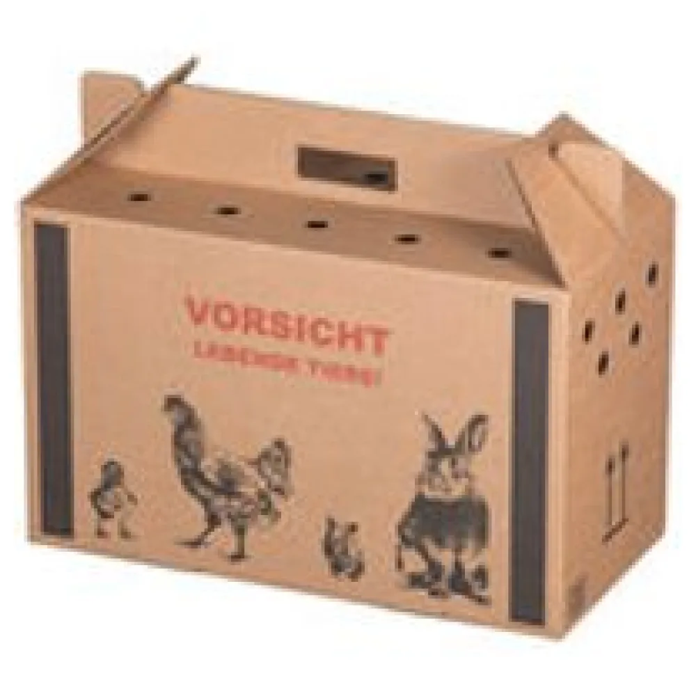 Transportkarton für Kleintiere 480x230x300mm mit Tragegriff, Luftlöchern und Automatikboden - Größe M – Bild 3