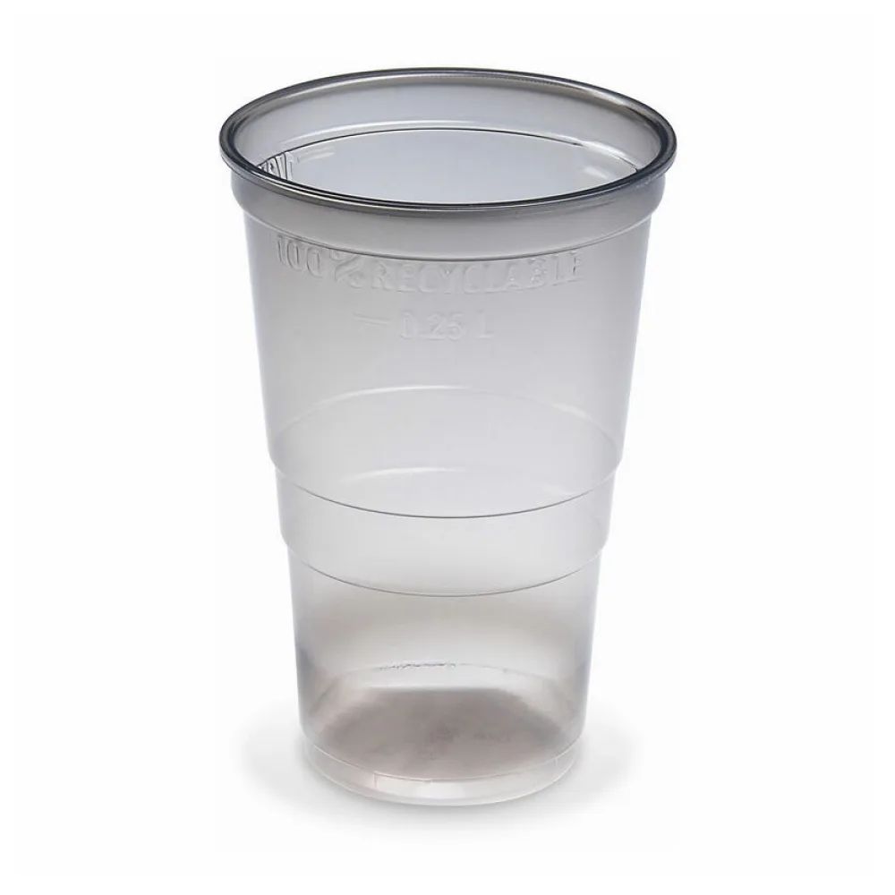 Mehrwegbecher Pfandbecher rauch-grau transparent PP Eichstrich 0,25 l O 7,8 cm, 46 Stk. – Bild 2