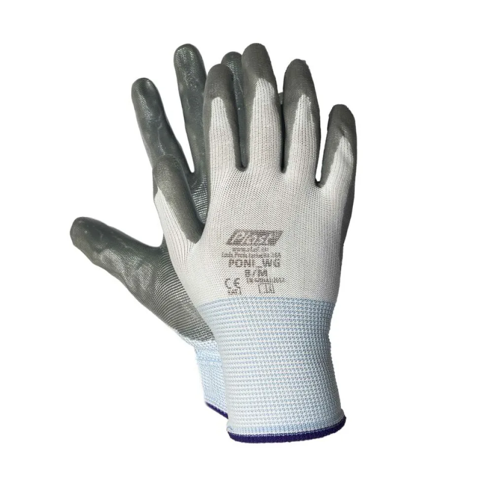 Arbeitshandschuhe, Montagehandschuhe Nylon-Nitril Größe M-8 Unisex grau, 12 Paar – Bild 2