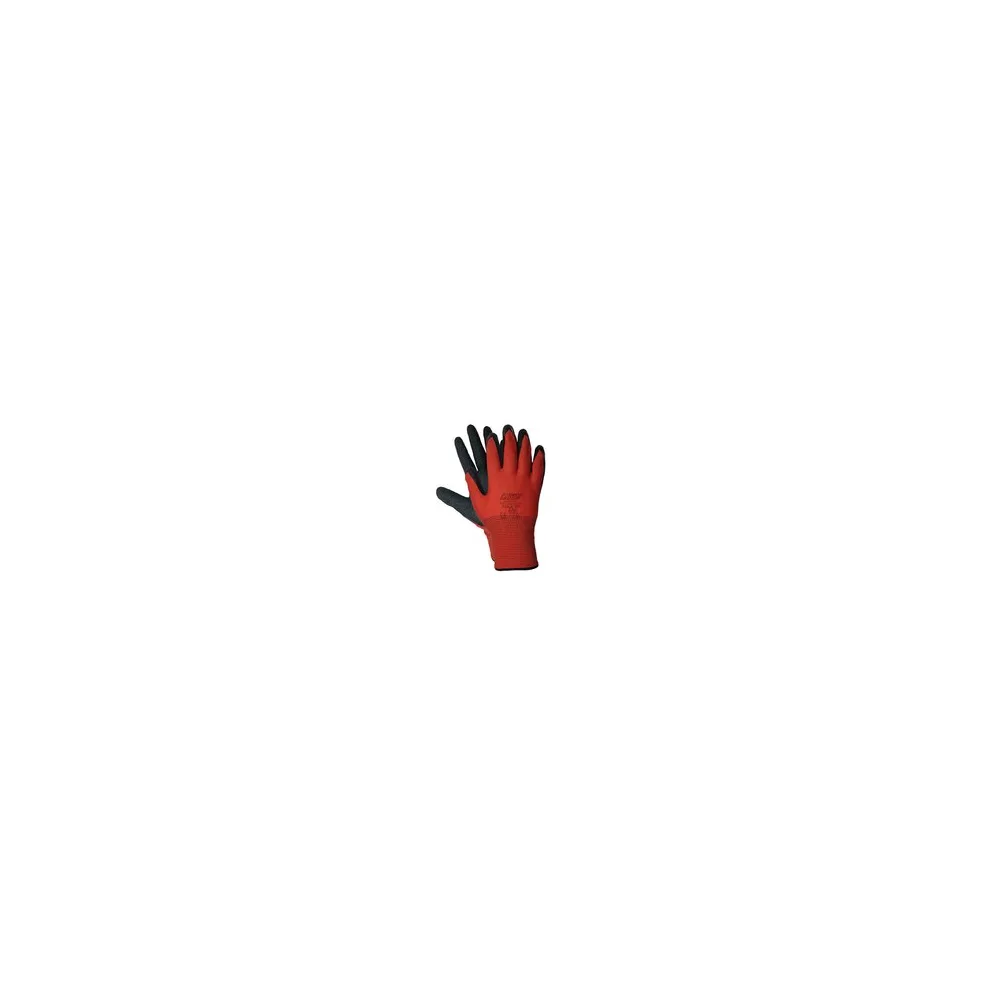 Arbeitshandschuhe , Montagehandschuhe Nylon Latex M-8 rot / schwarz, 12 Paar