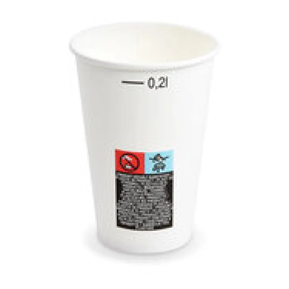 Heiß- und Kaltgetränkebecher Pappbecher FSC Mix/PE weiß 200ml Eichstrich O 70mm, 50 Stk.