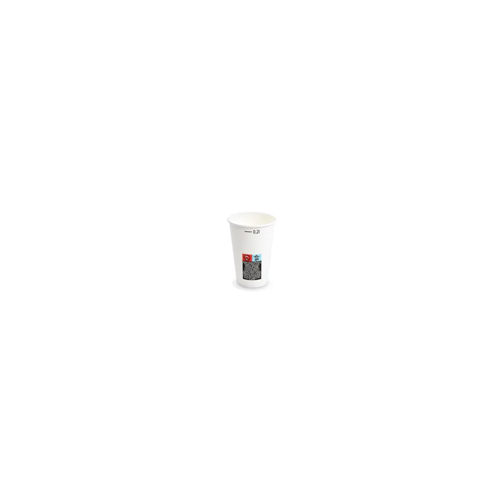 Heiß- und Kaltgetränkebecher Pappbecher FSC Mix/PE weiß 200ml Eichstrich O 70mm, 50 Stk.