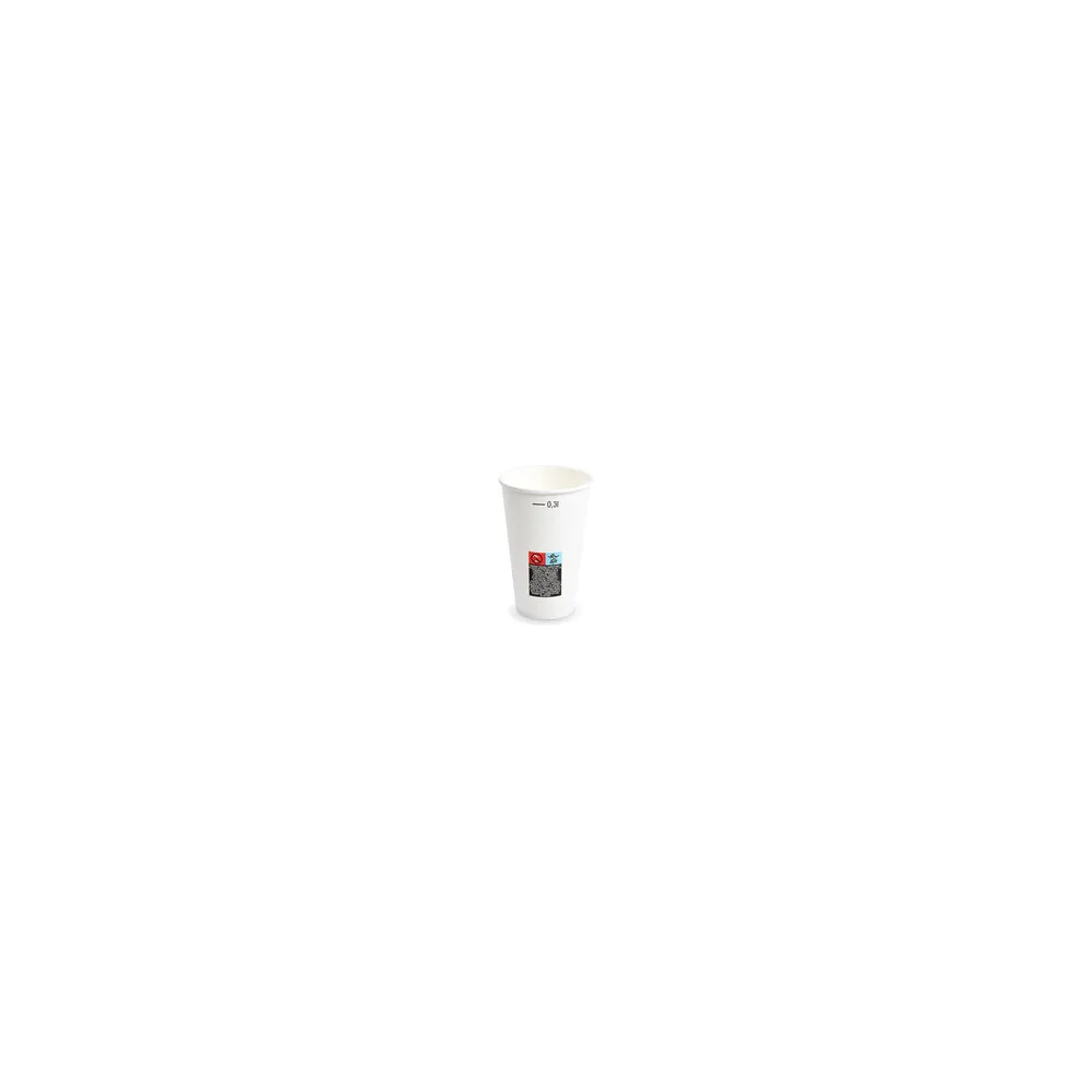 Heiß- und Kaltgetränkebecher Pappbecher FSC Mix/PE weiß 300ml Eichstrich O 80mm, 50 Stk.