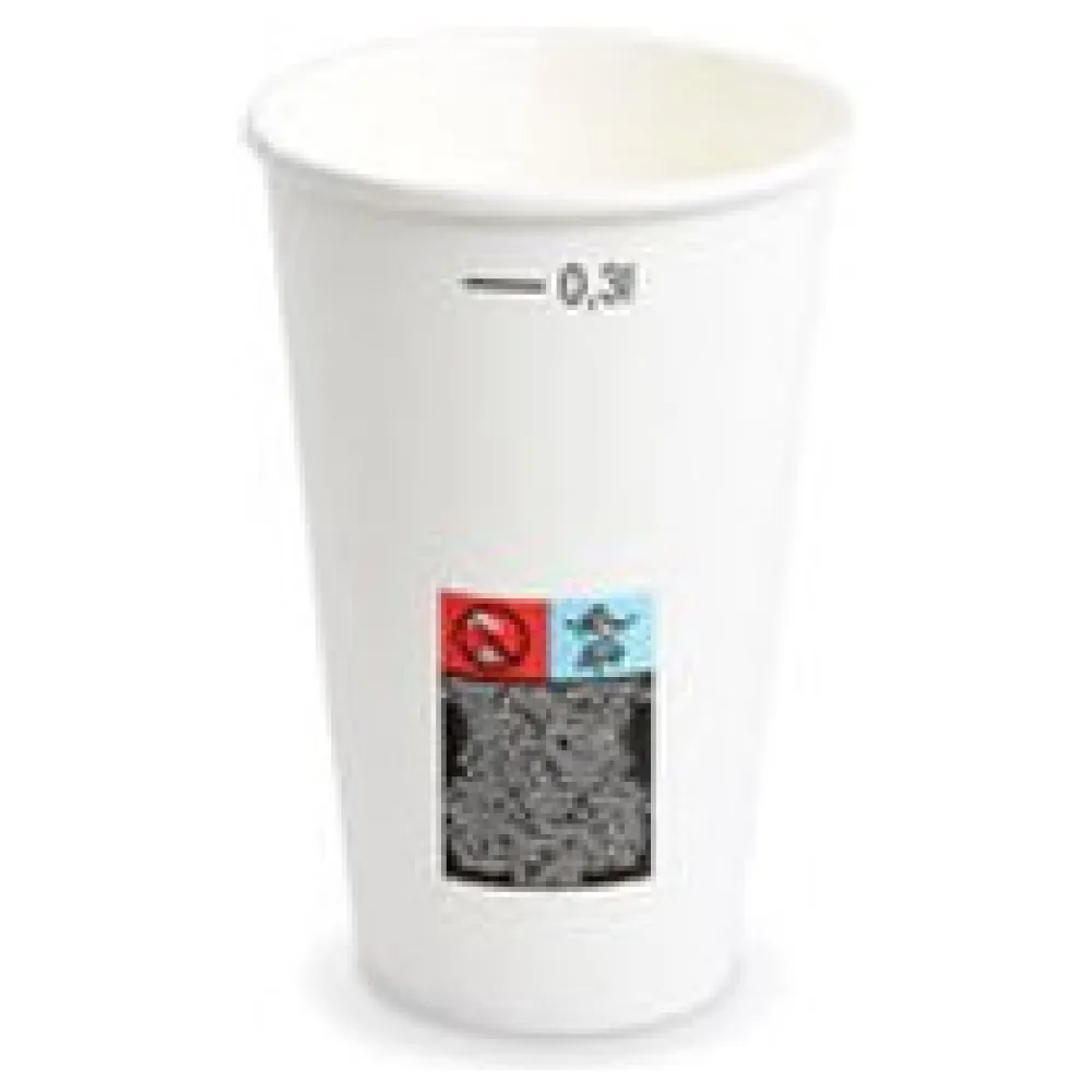 Heiß- und Kaltgetränkebecher Pappbecher FSC Mix/PE weiß 300ml Eichstrich O 80mm, 50 Stk. – Bild 3