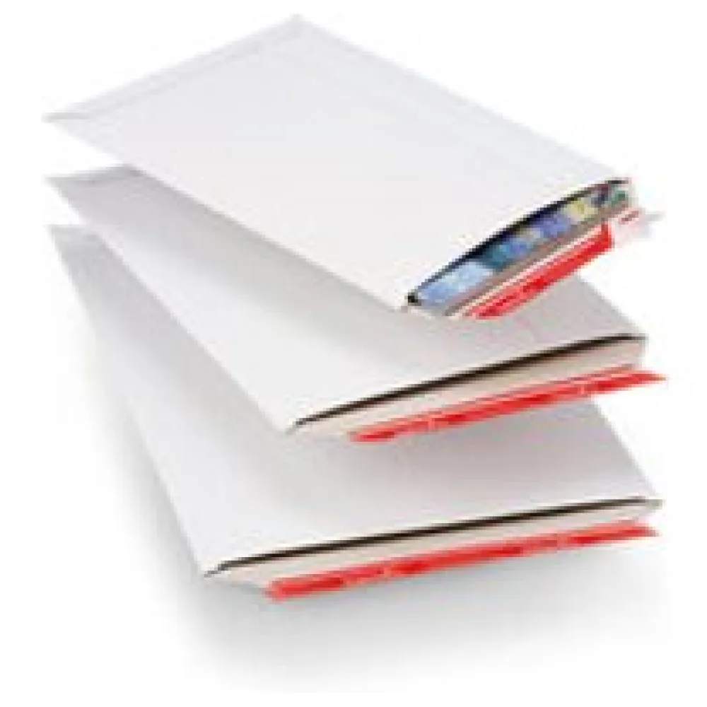 Versandtaschen 235 x 310 x -30 mm Vollpappe Selbstklebeverschluss Aufreißfaden weiß – Bild 3