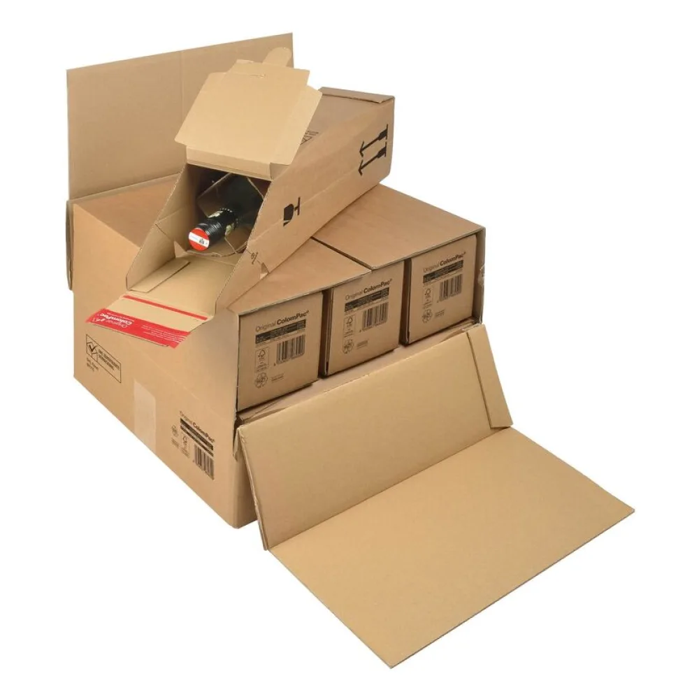 Flaschenversandkarton für 3-6 Flasche 385 x 375 x 265mm mit DHL Zertifizierung braun – Bild 2