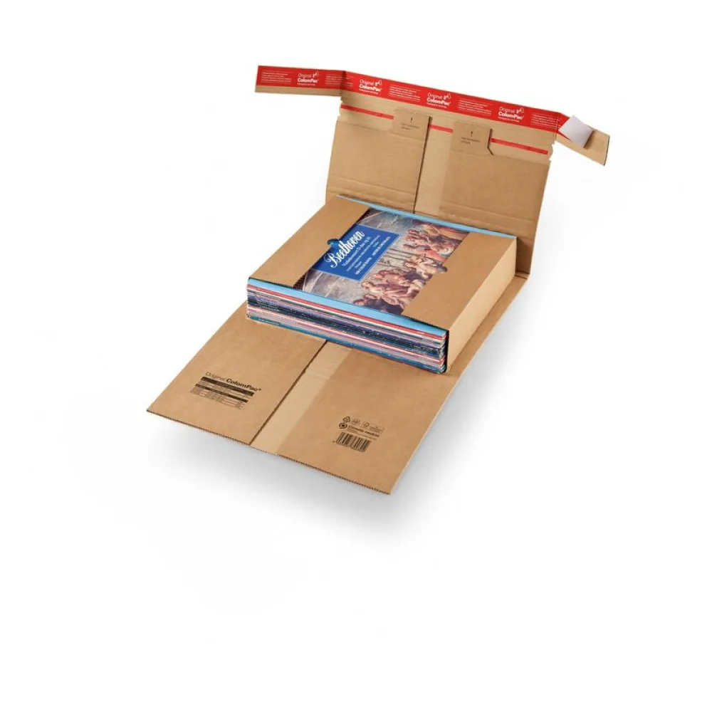 Robuste Versandverpackung 352 x 232 x -102mm mit Sicherungslaschen, Selbstklebeverschluss & Aufreißfaden braun – Bild 2