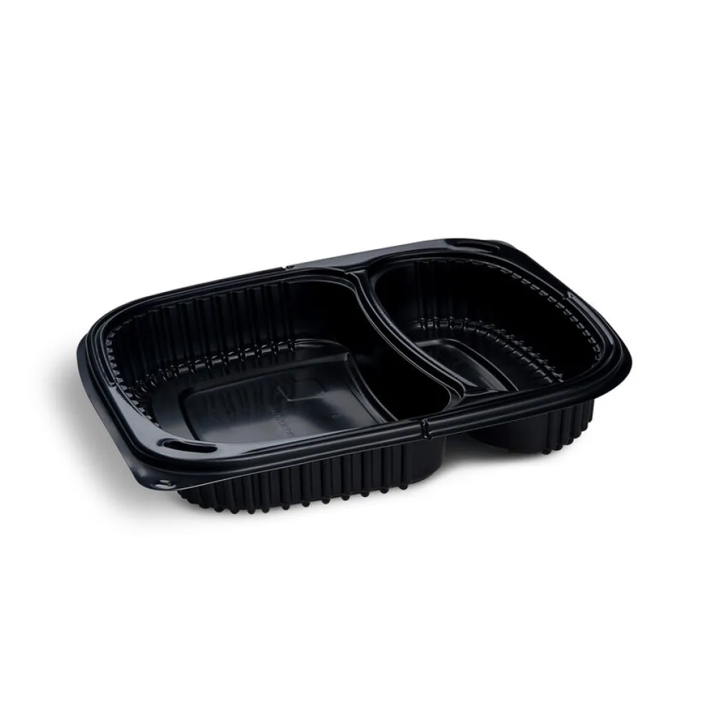 Mehrweg Menüschalen 2-geteilt 240 x 210 x 40 mm Mikrowellengeeignet schwarz 1100ml, 100 Stk. – Bild 2
