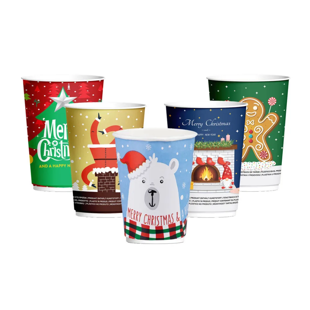 Pappbecher Heißgetränkebecher doppelwandig WEIHNACHTSMIX 200ml (max 270ml), 25 Stk. – Bild 2