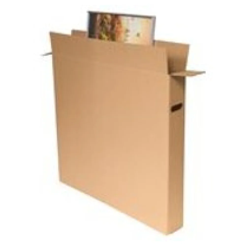 Bilderkarton 900x120x800mm mit seitlichen Griffmulden stabil 2-wellig braun – Bild 3
