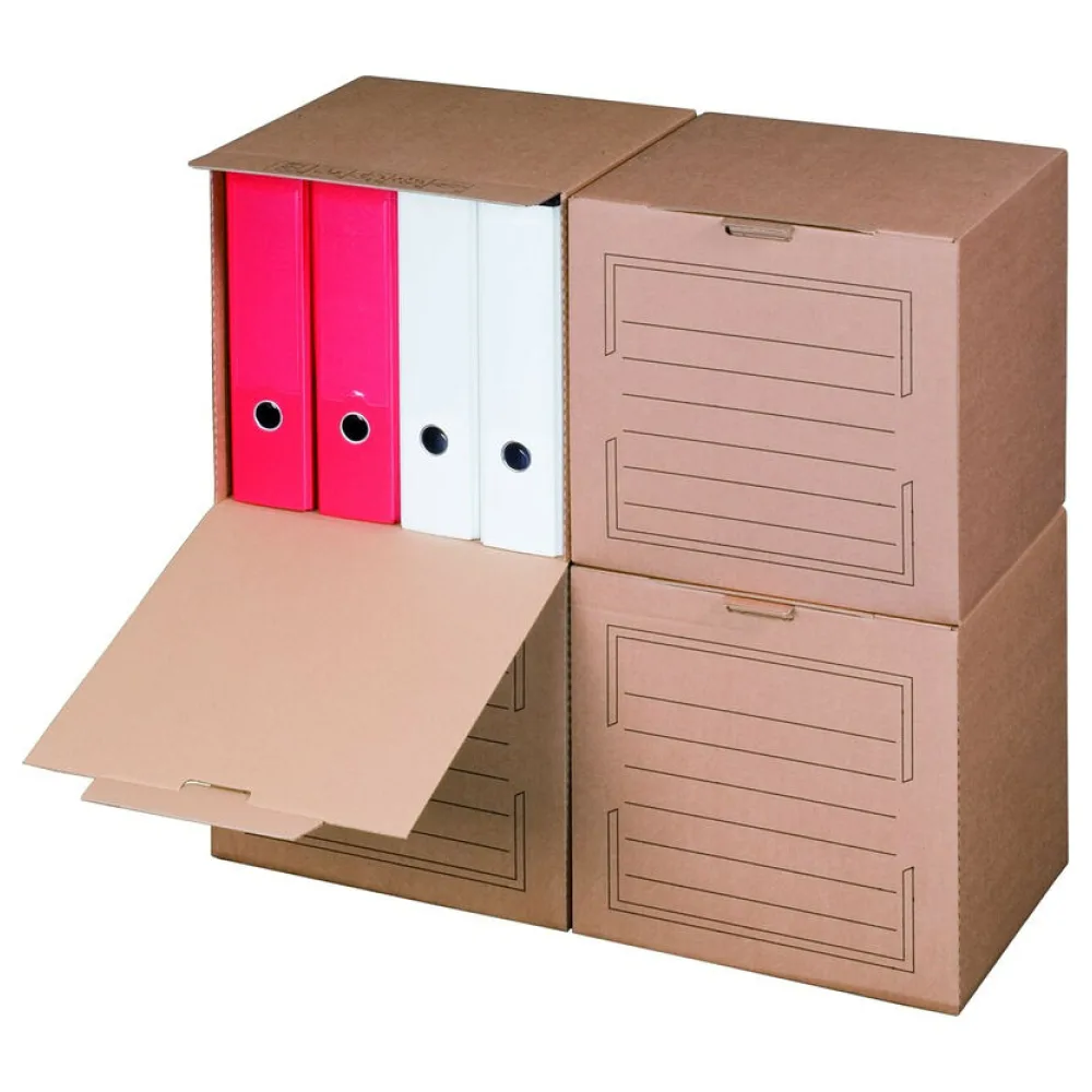 Archivboxen 334x297x330mm mit Frotklappe zur praktischen Befüllung in braun – Bild 2