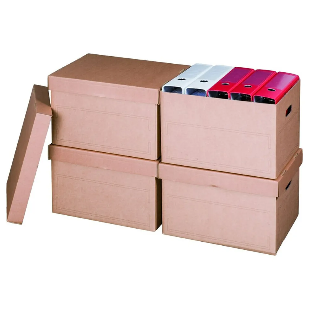 Archivboxen 413x330x266mm mit Stülpdeckel und praktischen Tragegriffen, braun – Bild 2