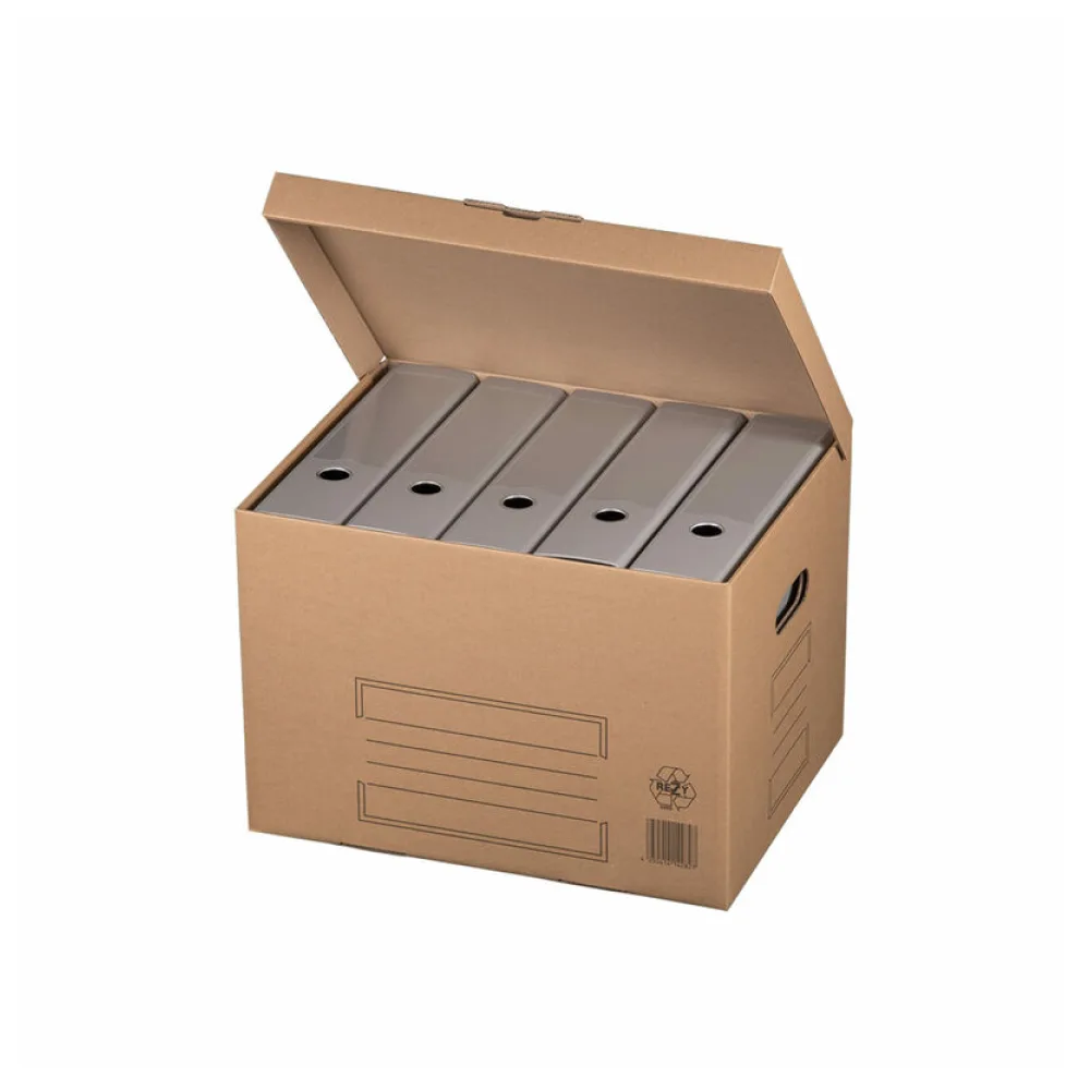 Archivbox mit Klappdeckel und Automatikboden 410x320x285mm braun – Bild 2