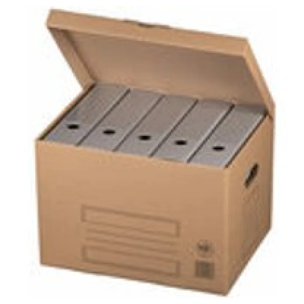 Archivbox mit Klappdeckel und Automatikboden 410x320x285mm braun – Bild 3