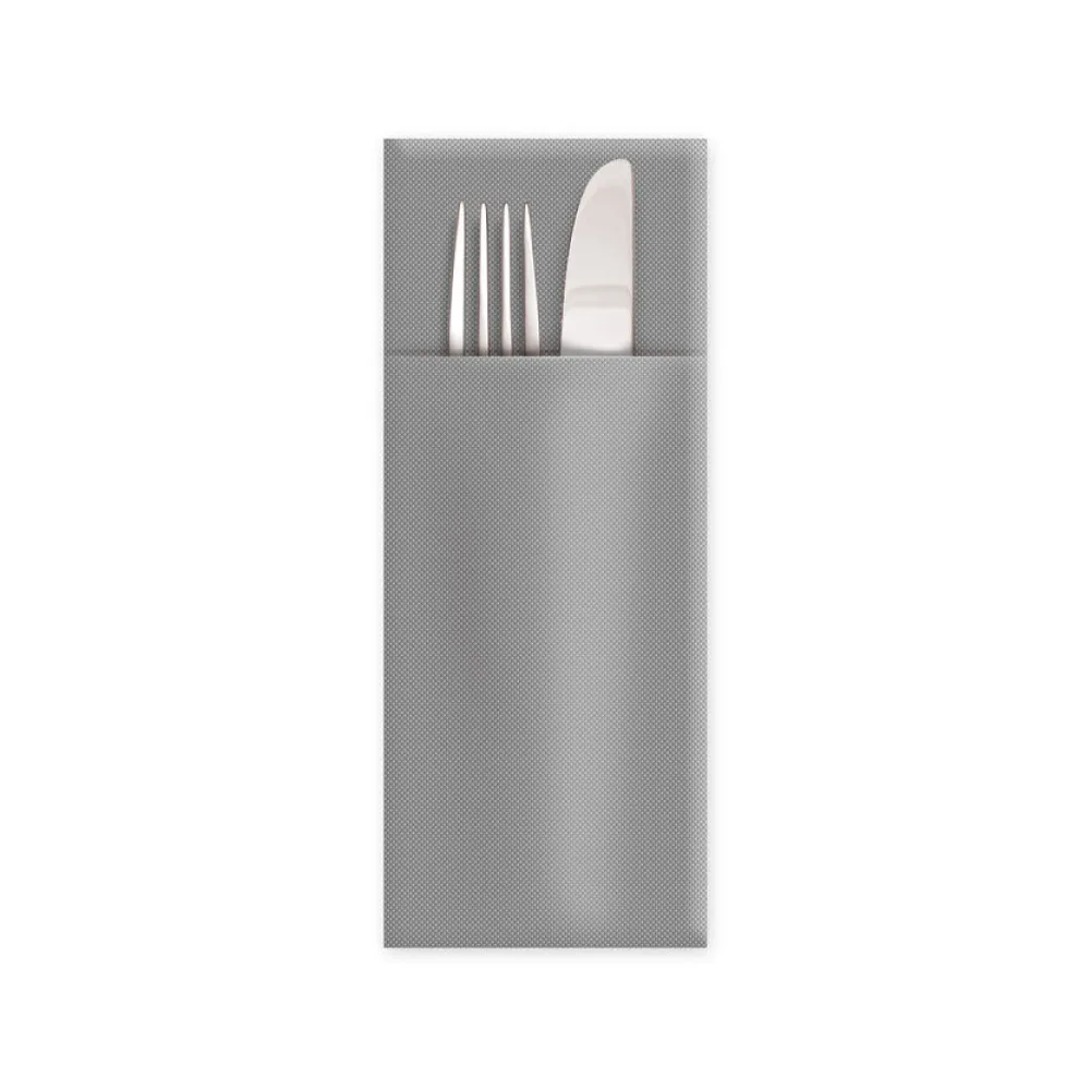 Servietten Bestecktaschen Premium 32 x 40 cm Airlaid grau, 50 Stk. – Bild 2